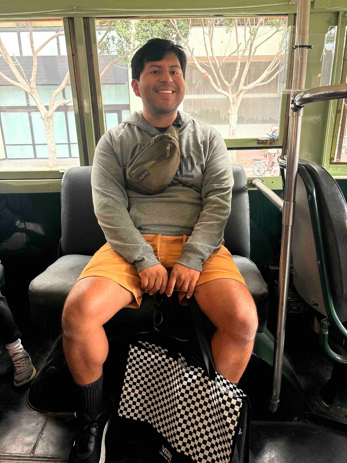 Pablo on an old MUNI bus