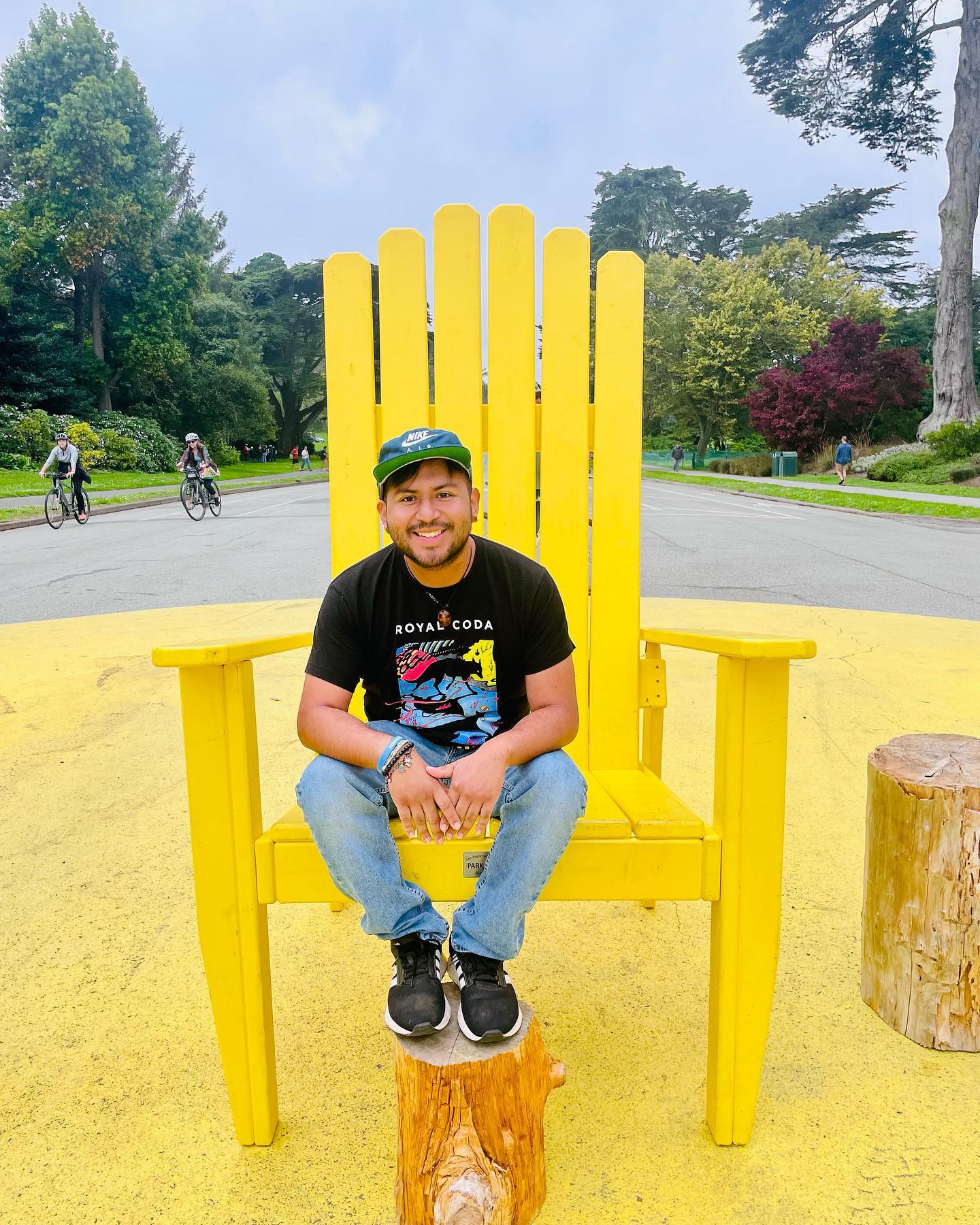 pablo sitting in a big yellow chair